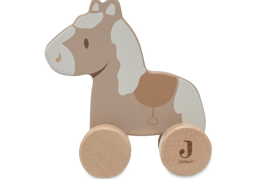 Houten paard op wielen
