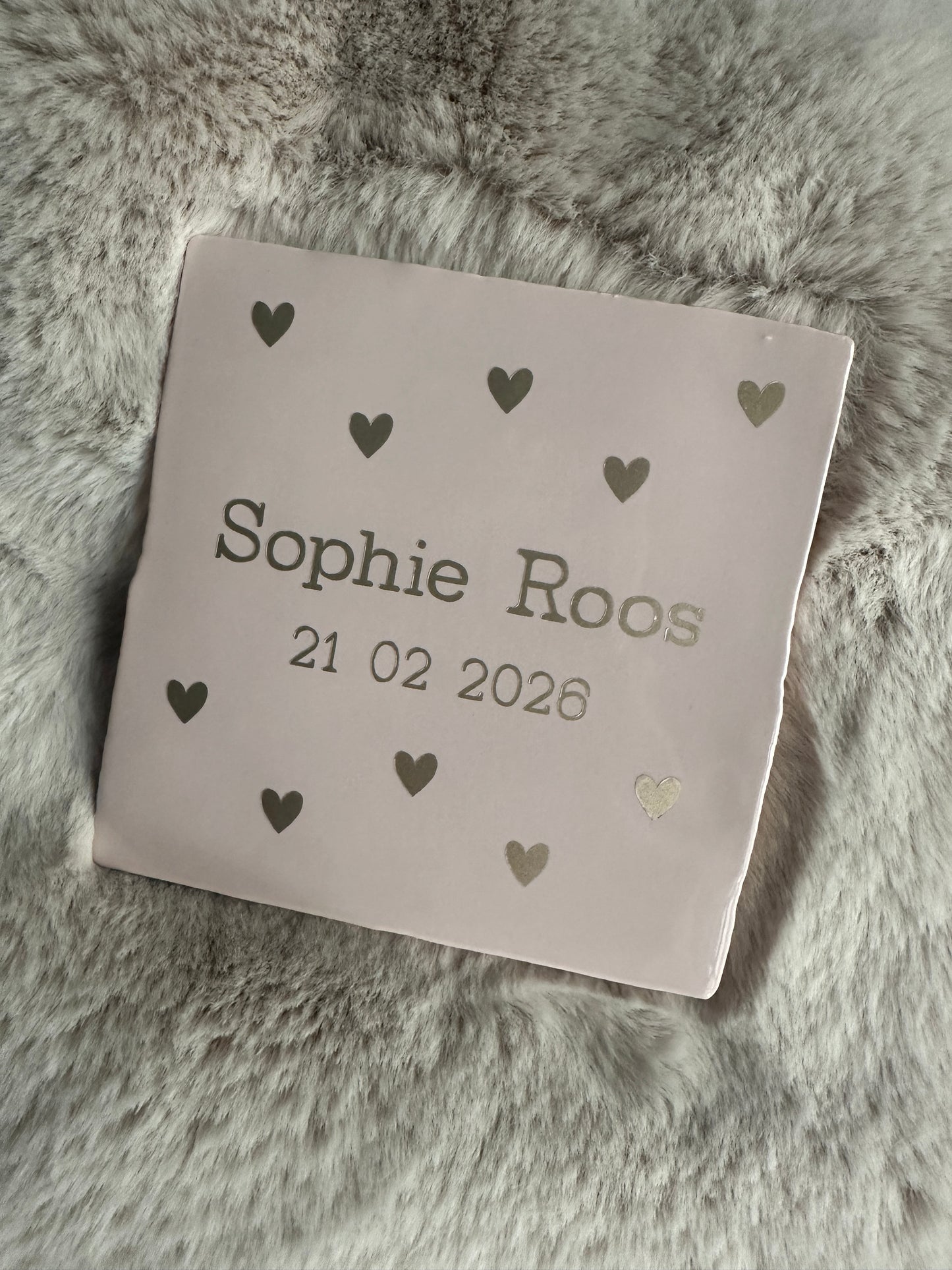 Gepersonaliseerd tegeltje pink | 13 x 13 cm